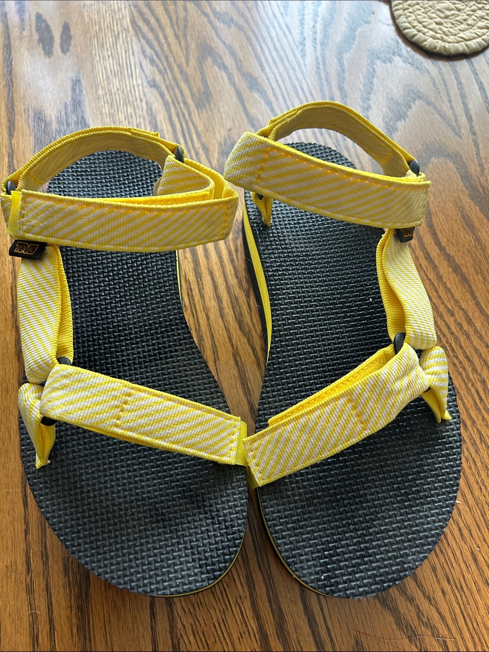 Teva Women's Yellow Strappy Sport Sandals with Black Footbed